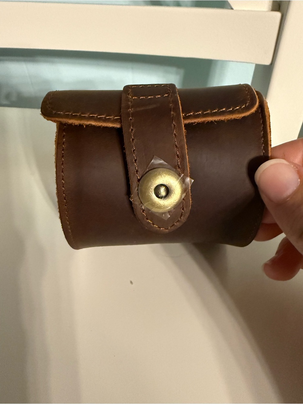 Brown Leather Travel Watch Case Pouch